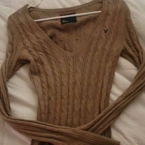 American Eagle, brown knit sweater, Small